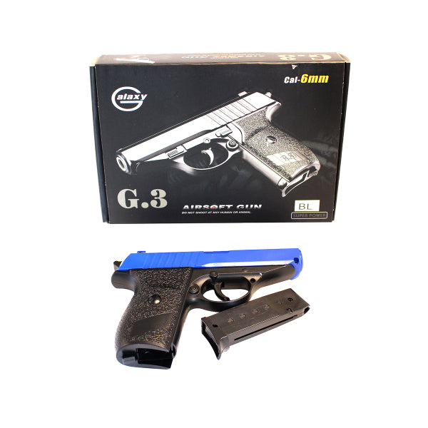 Galaxy G3 Metal Spring Airsoft Pistol Two Tone Black/Blue | BB Guns