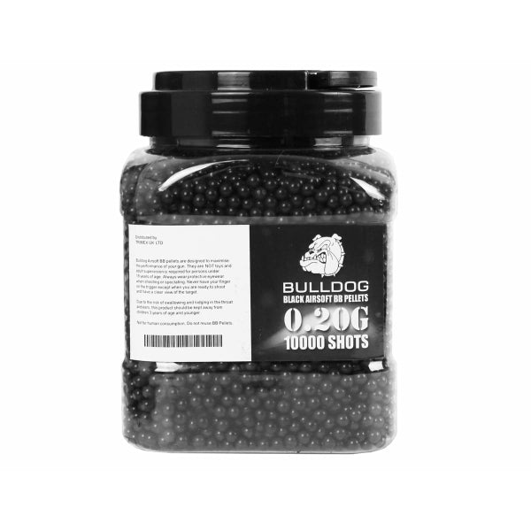 Bulldog 0.20g Airsoft BBs – 10,000 Round Black Bag | High-Quality BB Pellets