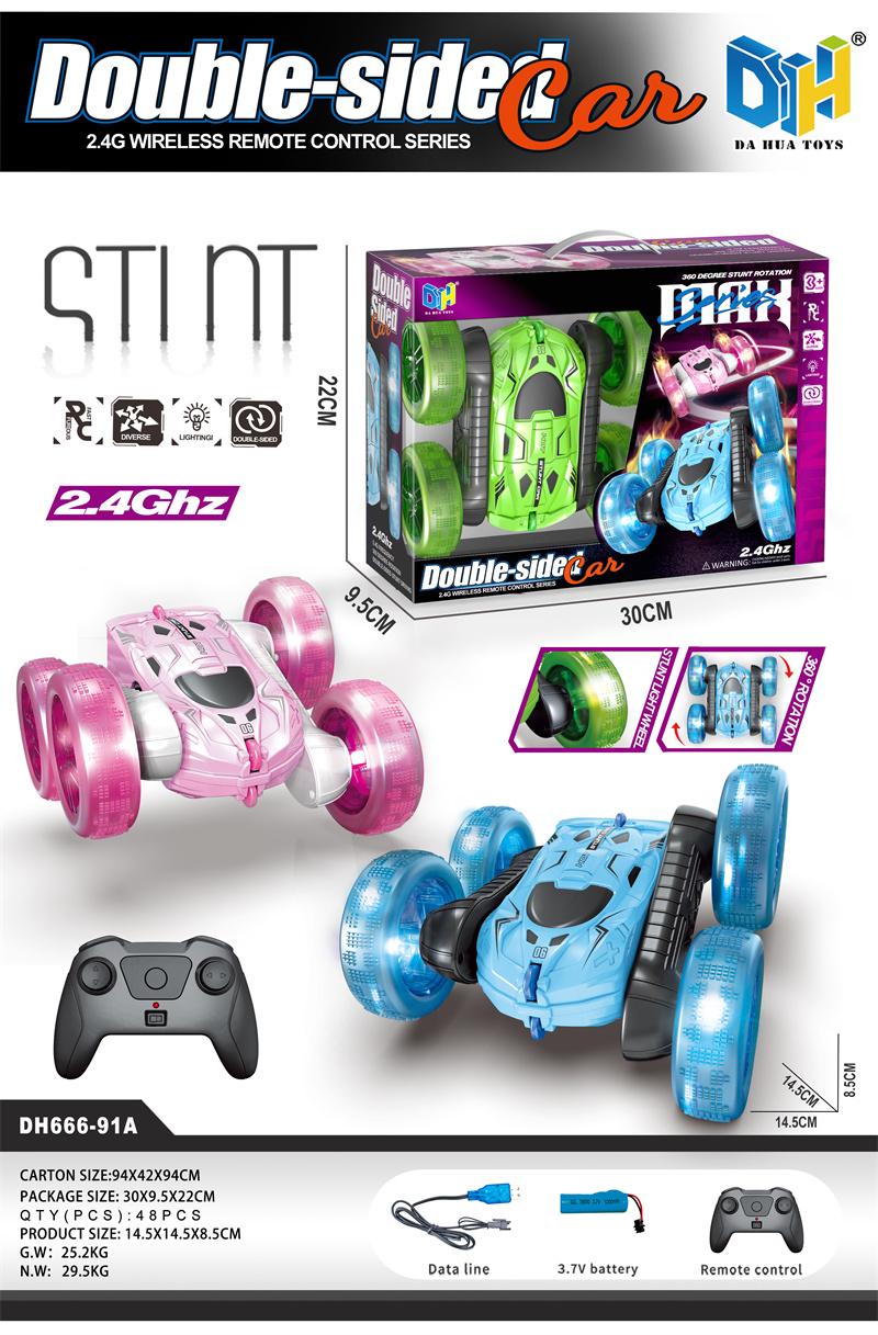 Double-Side Stunt RC Car Toy – Lights & 360° Rotation