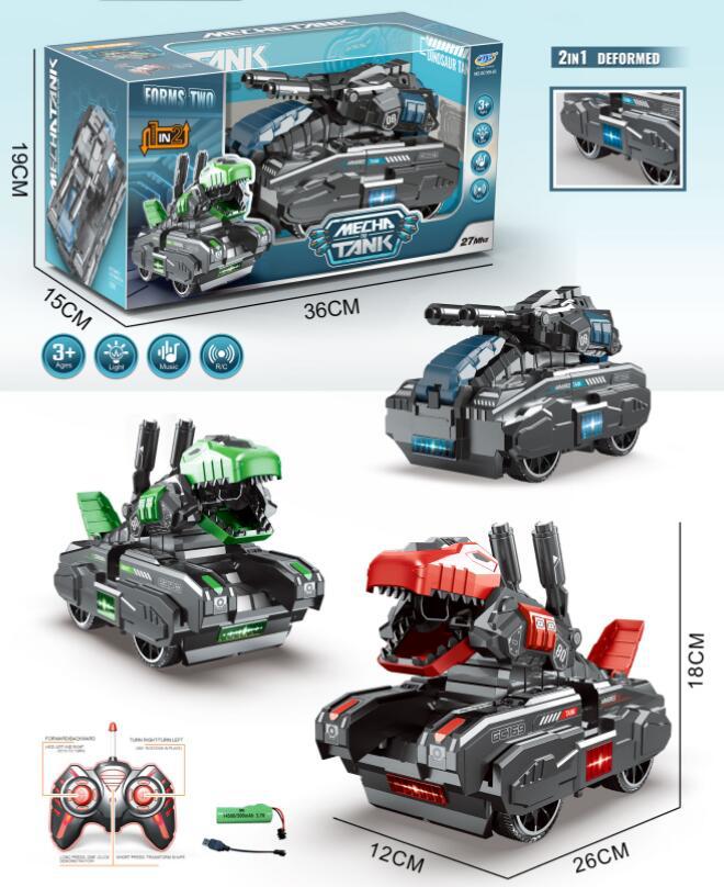 RC Mecha Tank 2 in 1 Transforming Dinosaur Toy – Lights & Remote Control