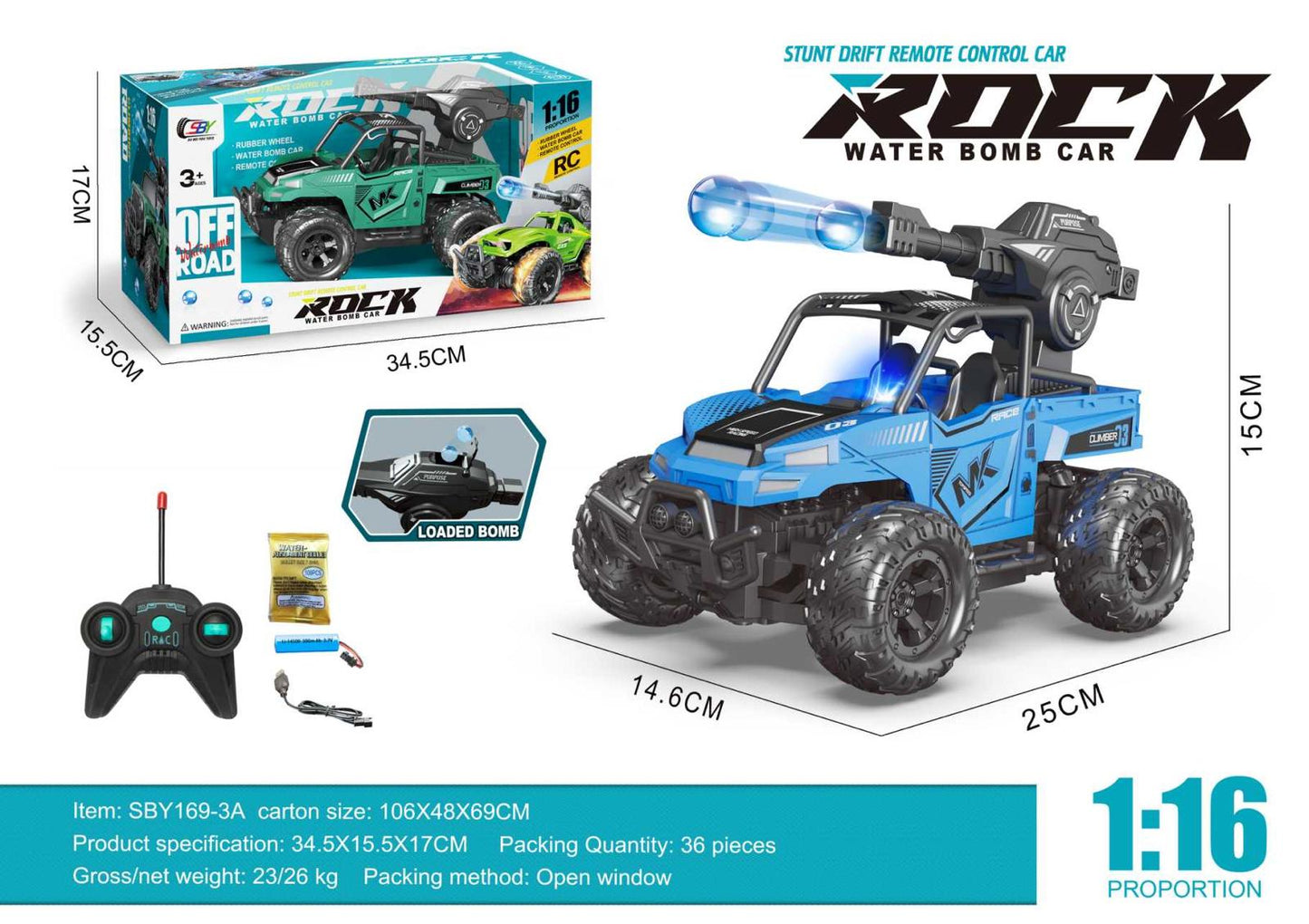 Rock Water Bomb RC Car Toy – Stunt Drift Remote Control Off-Road Truck