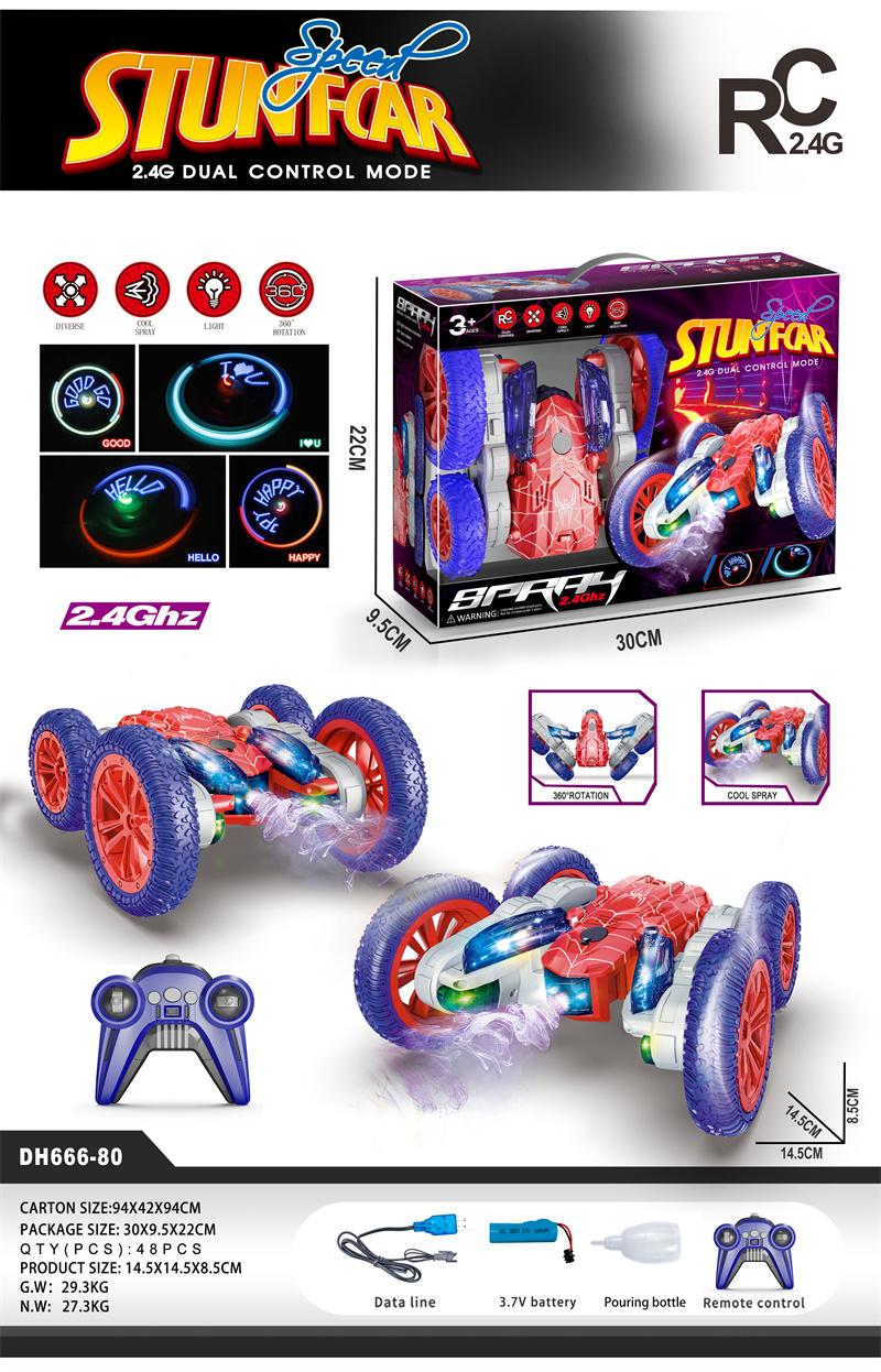 Spray Stunt RC Car Toy – Dual Control, Lights & 360 Rotation