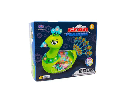 Colorful Universal Transparent Electric Gear Peacock With Music Light Toy