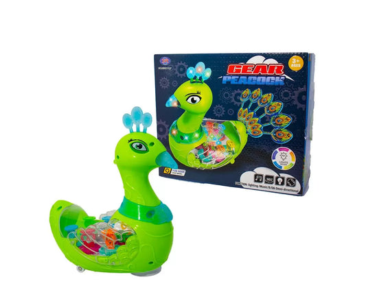 Colorful Universal Transparent Electric Gear Peacock With Music Light Toy