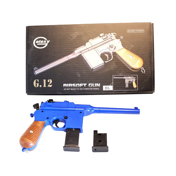 Galaxy G12 Metal Spring Airsoft Pistol – Two Tone Black/Blue | BB Guns