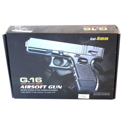 Galaxy G16 Metal Spring Airsoft Pistol – Two Tone Black/Blue | 9 Round Magazine