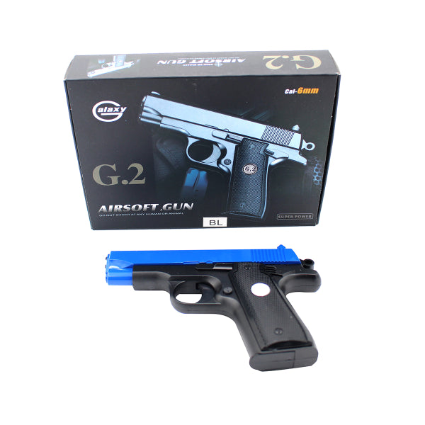 Galaxy G2 Metal Spring Airsoft Pistol – Two Tone Blue/Black | BB Guns