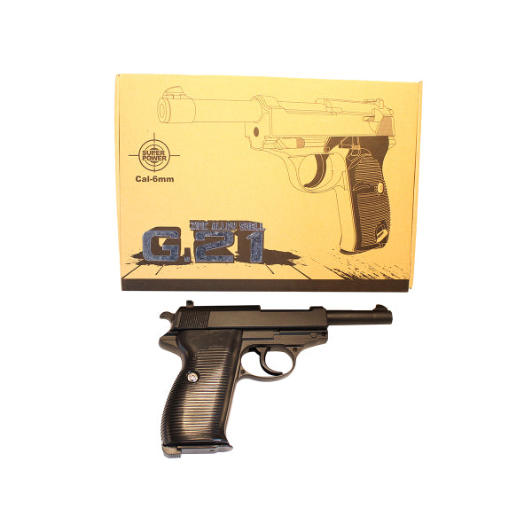 Galaxy G21 Metal Spring Airsoft Pistol - Black/Blue | BB Gun