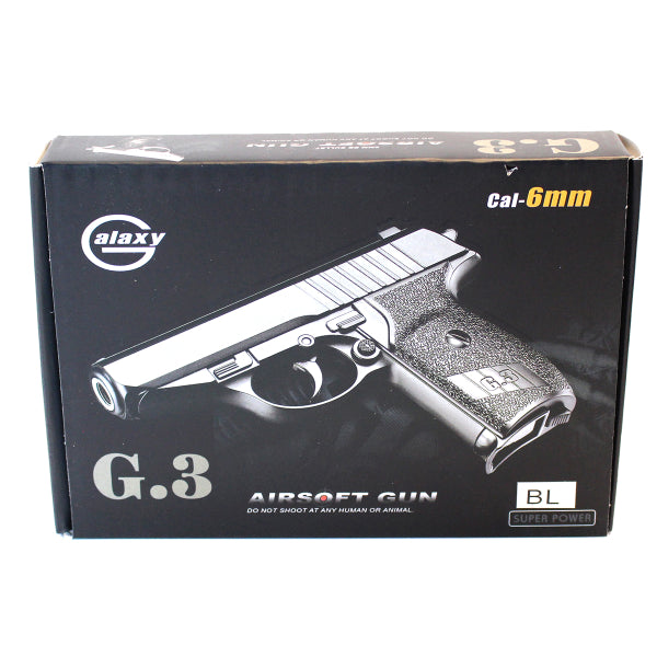 Galaxy G3 Metal Spring Airsoft Pistol Two Tone Black/Blue | BB Guns