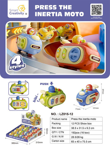 Press The Inertia Moto – Push & Go Cartoon Motorcycle Toy