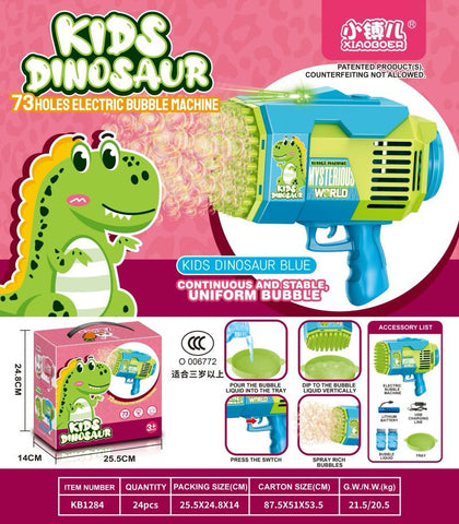 Kids Dinosaur 73-Hole Electric Bubble Machine | Blue | Toy