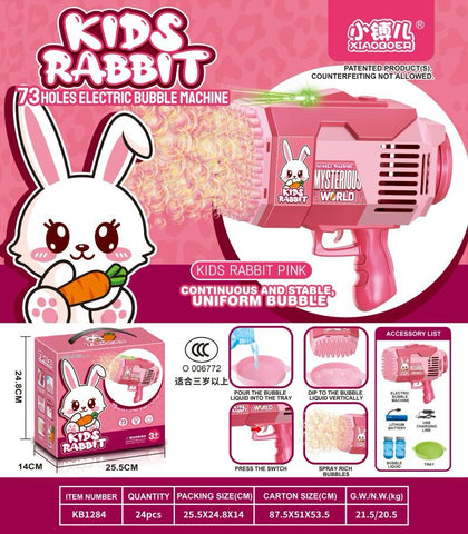 Kids Rabbit 73-Hole Electric Bubble Machine | Pink | Toy