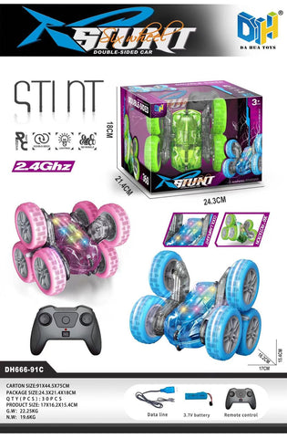 Six Wheel Double-Sided Stunt RC Car Toy – LED Lights & 360° Rotation