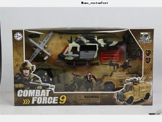 Combat Force 9, Army Vehicle Toy Set with Military Vehicle Jeep, Helicopter, Army Bunker, Drone and Special Ops Soldier Set for Kids