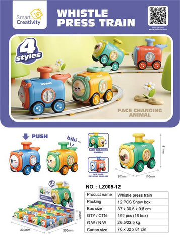 Whistle Press Train | Face-Changing Animal Train Toy
