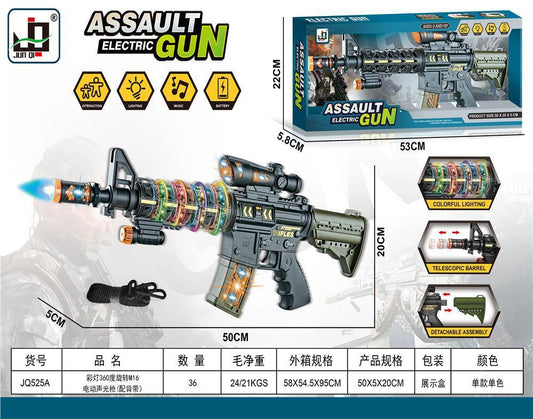 Assault Electric Toy Gun with Lights, Music & Telescopic Barrel