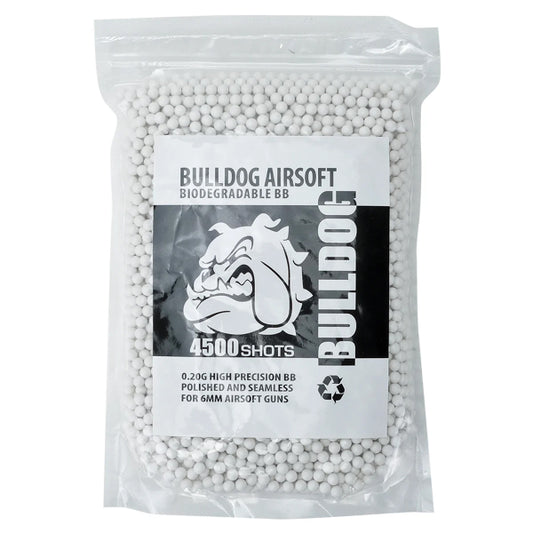 Bulldog 0.20g Biodegradable Airsoft BBs – 4500 Round Bag | White BB Pellets
