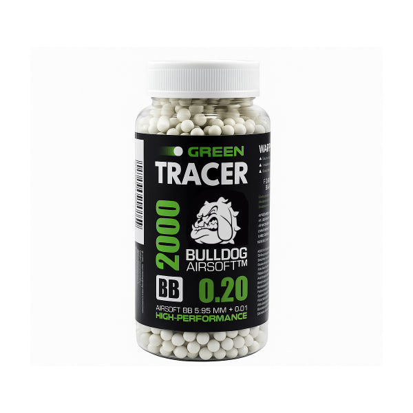 Bulldog 0.20g Green Tracer Airsoft BBs – 2000 Round Bottle | Glow BB Pellets