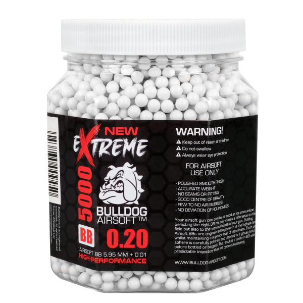 Extreme Bulldog 0.20g White Airsoft BB Pellets | 5000 Rounds