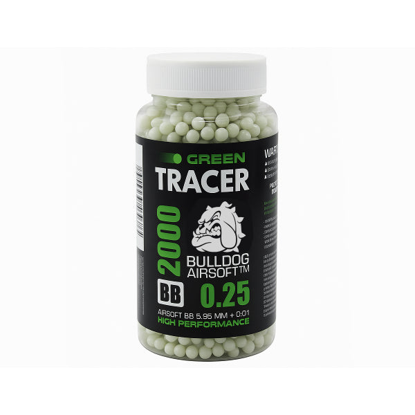 Bulldog 0.25g Green Tracer Airsoft BBs – 2000 Round Bottle | Glow BB Pellets
