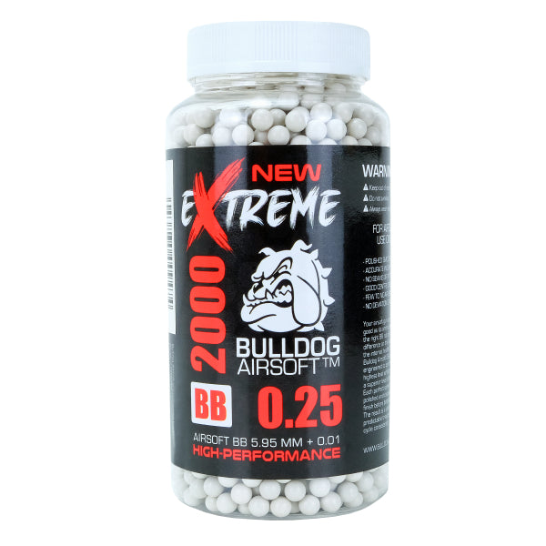 Extreme Bulldog 0.25g White Airsoft BB Pellets | 2000 Rounds
