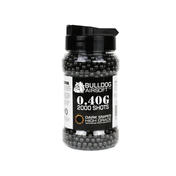 Bulldog Dark Sniper 0.40g Airsoft BB Pellets – 2000 Rounds | Heavy Black Sniper BBs