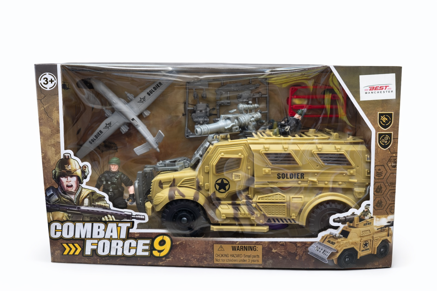 Combat Force 9 Military Armoured Vehicle Playset with Soldier & Aircraft (3+)