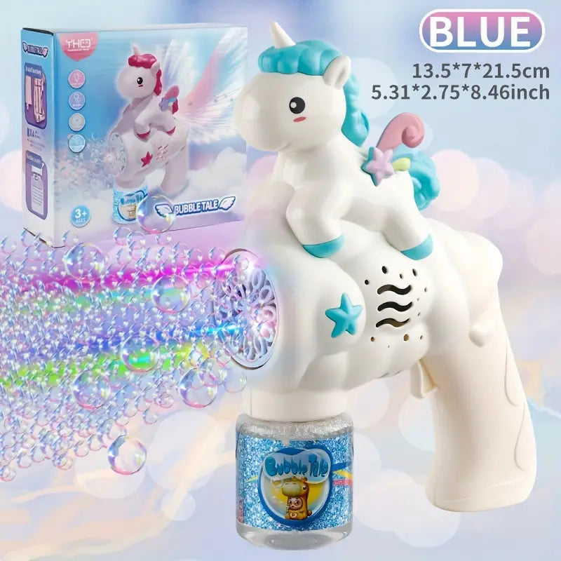 Unicorn Rainbow Horse Electric Bubble Toys, Rainbow Bubble Wand with LED Light