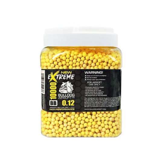 Extreme Bulldog 0.12g Yellow Airsoft BB Pellets – 10,000 Rounds Tub