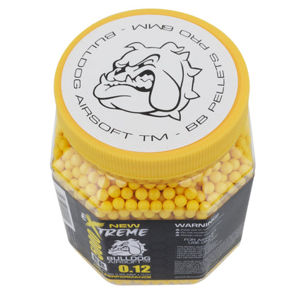 Extreme Bulldog 0.12g Yellow Airsoft BB Pellets – 5000 Rounds Tub