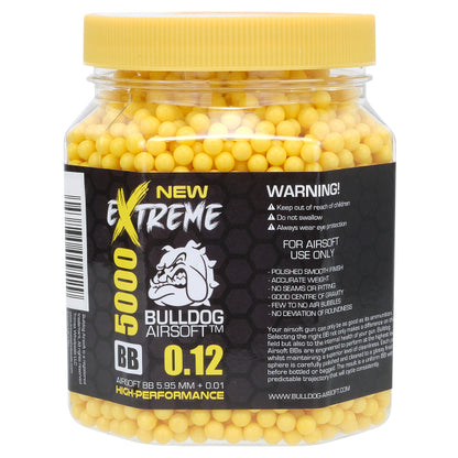 Extreme Bulldog 0.12g Yellow Airsoft BB Pellets – 5000 Rounds Tub