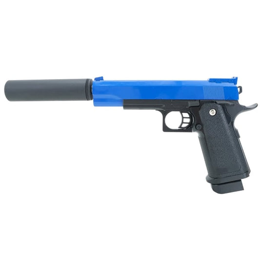 Galaxy G6A Spring Airsoft Pistol With Silencer – Two Tone Black/Blue | BB Gun