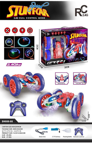Spray Stunt RC Car Toy – Dual Control, Lights & 360 Rotation